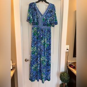 Lilly Pulitzer Addison Maxi Dress Size 4 EEUC and matching headband